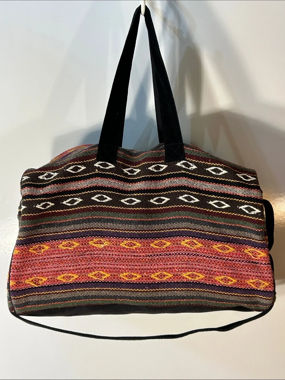 World Market Tapestry Multi Color Tote Bag Overnighter Carry On Travel Vacation